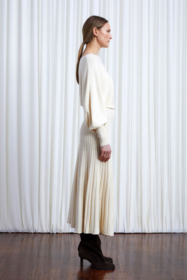 Palmer Harding Hazy Dress Cream Wool Draped Knit Dress