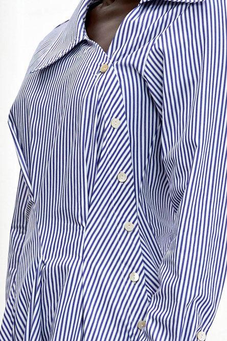 Palmer Harding Hold Close Dress Blue Striped Cotton Fitted Shirt Dress