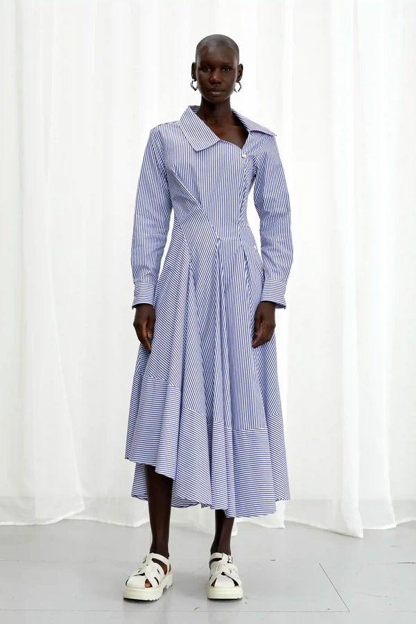 palmer harding Hold Close Dress blue striped cotton fitted shirt dress