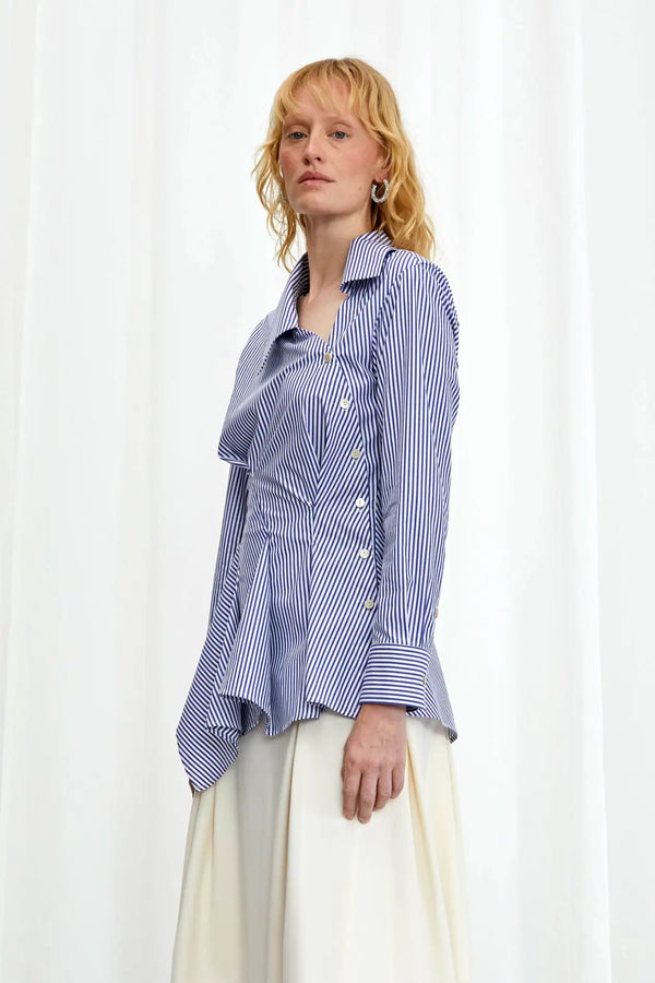 Palmer Harding Hold Close Shirt Blue Striped Cotton Fitted Shirt