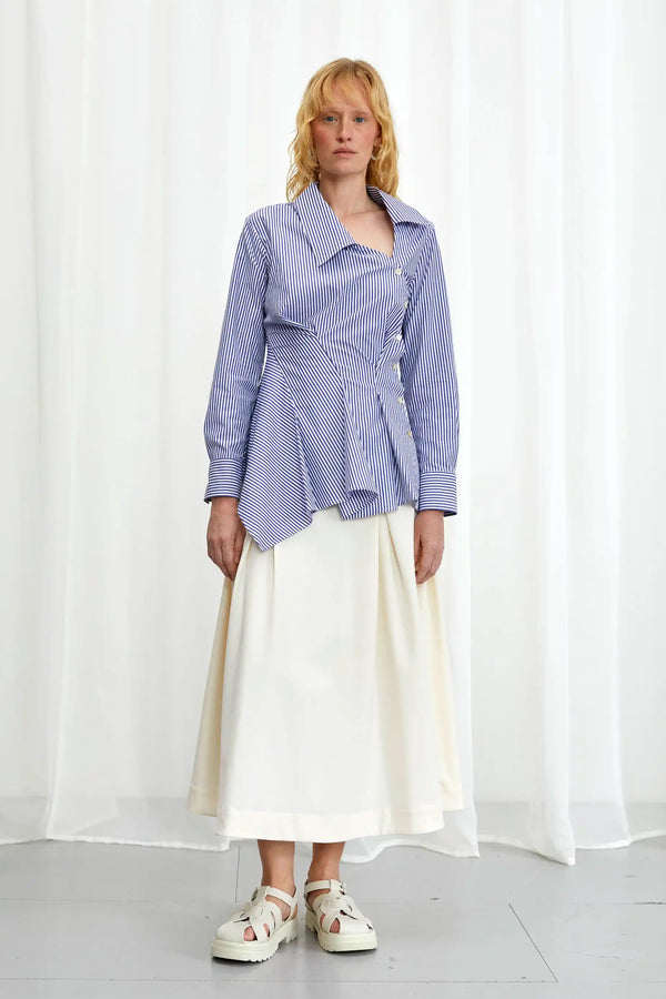 Palmer Harding Hold Close Shirt Blue Striped Cotton Fitted Shirt