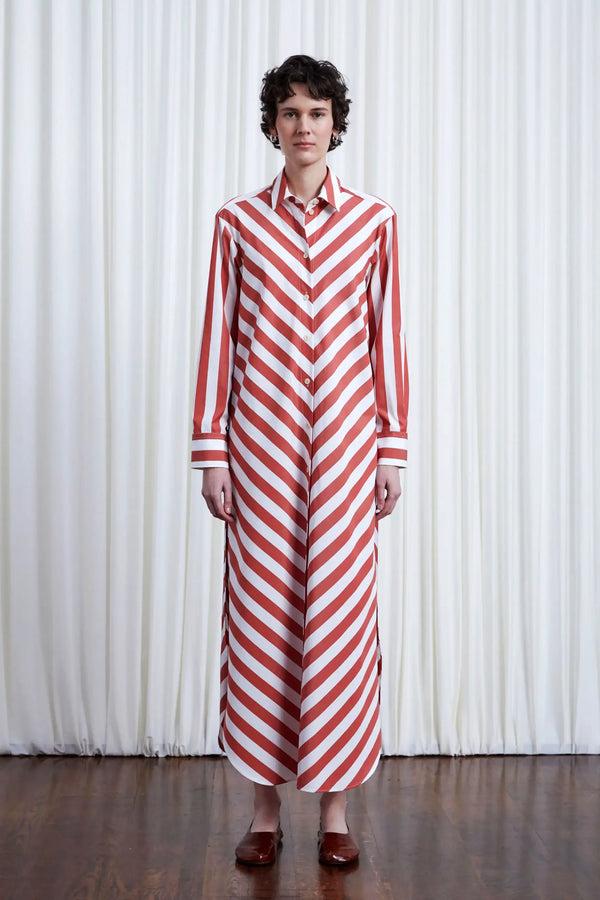 Palmer Harding Lovers Dress Red Chevron Stripe Loose Fit Cotton Shirt Dress