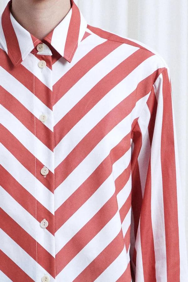 Palmer Harding Lovers Shirt Red Chevron Stripe Loose Fit Cotton Shirt