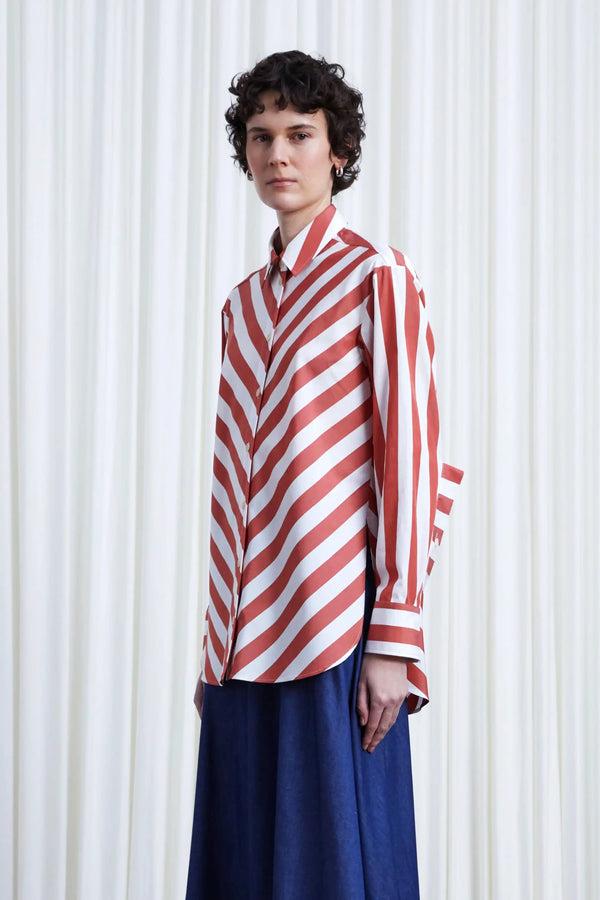 Palmer Harding Lovers Shirt Red Chevron Stripe Loose Fit Cotton Shirt