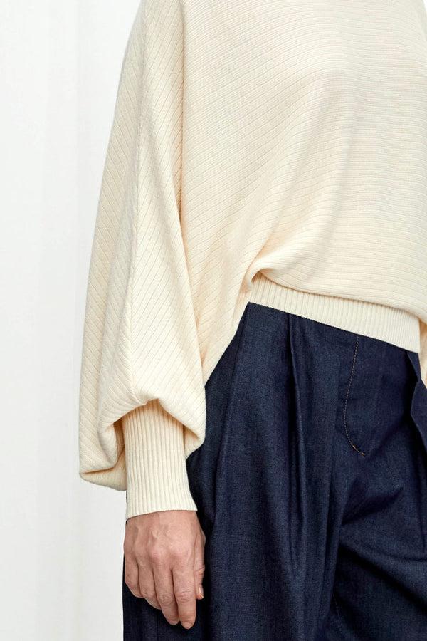 Palmer Harding Hazy Jumper Cream Draped Knit Top