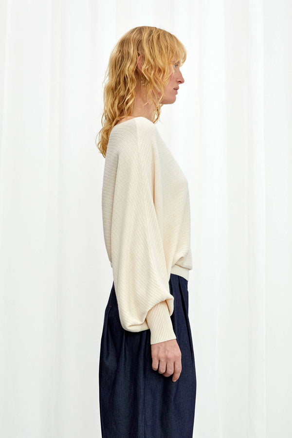 Palmer Harding Hazy Jumper Cream Draped Knit Top