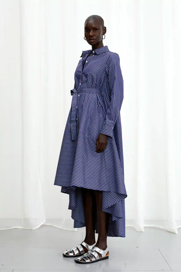 Palmer Harding Prosperity Dress Navy Striped Cotton A-line Dress