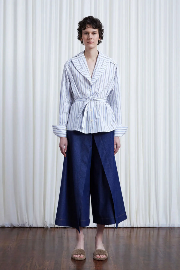 Palmer Harding Refuge Shirt Striped Cotton Open Lapel Shirt