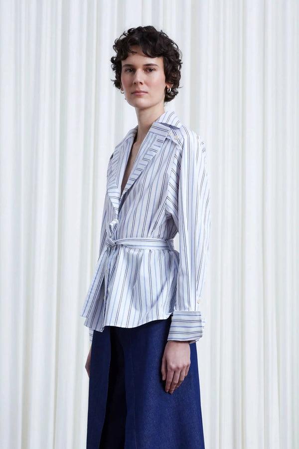 Palmer Harding Refuge Shirt Striped Cotton Open Lapel Shirt