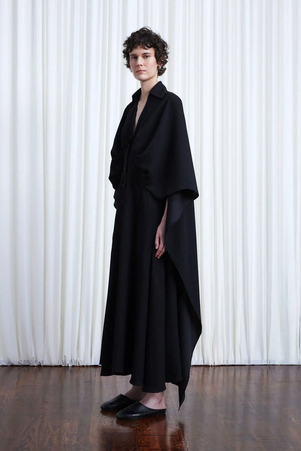 Palmer Harding Resilient Dress Black Crepe Draped Back Dress