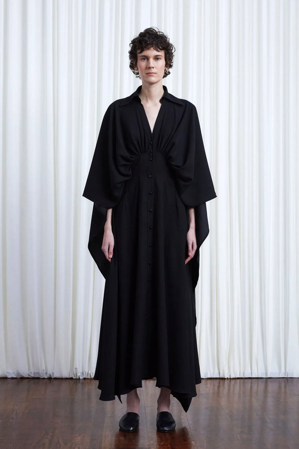 palmer harding Resilient Dress black crepe draped back dress