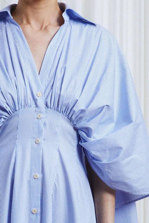 Palmer Harding Resilient Dress Blue Cotton Draped Back Dress