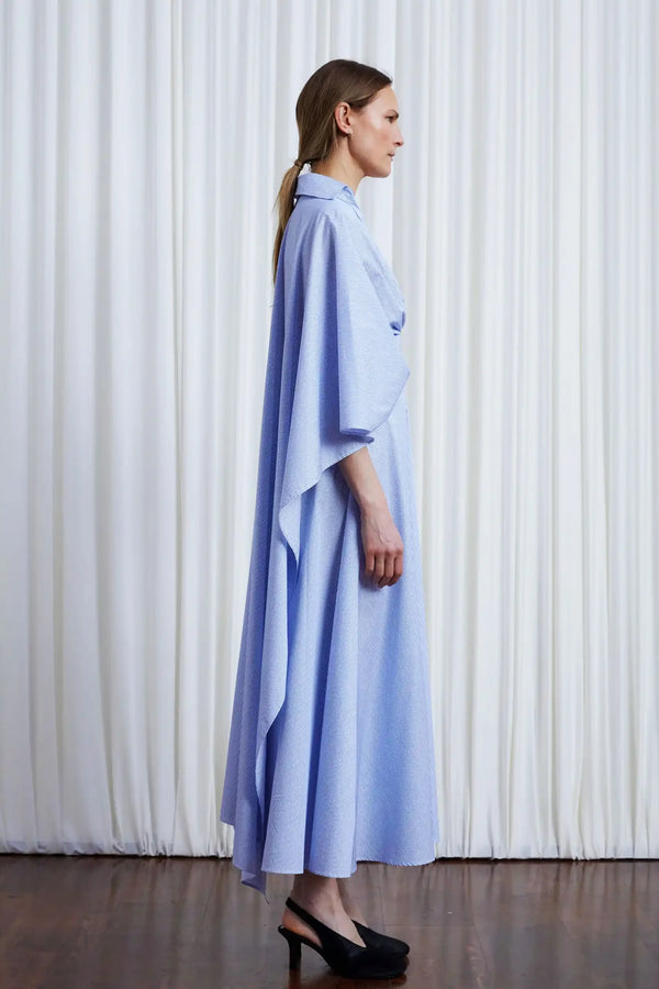 Palmer Harding Resilient Dress Blue Cotton Draped Back Dress
