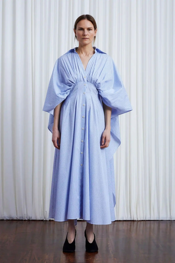 palmer harding Resilient Dress blue cotton draped back dress