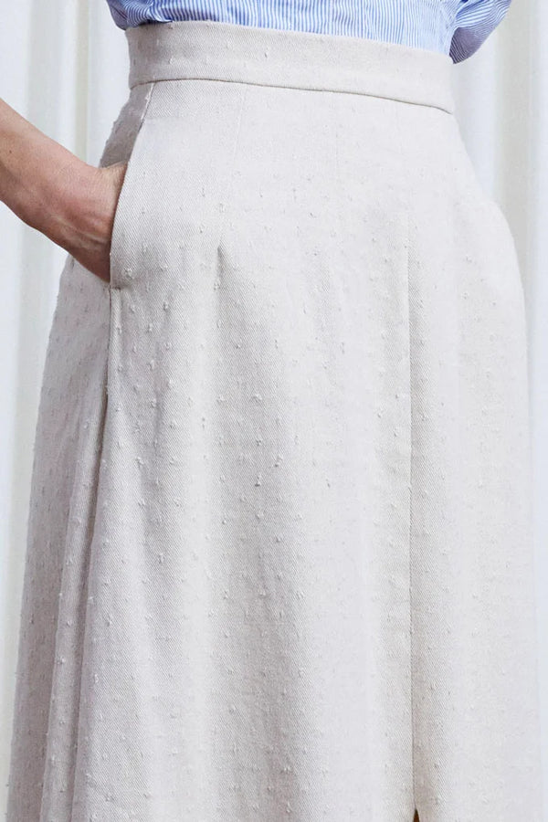 Palmer Harding Resilient Skirt Ecru Textured Denim Split Long Skirt