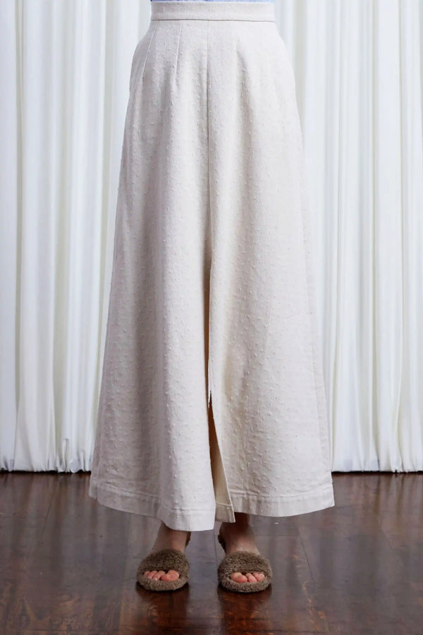 Palmer Harding Resilient Skirt Ecru Textured Denim Split Long Skirt