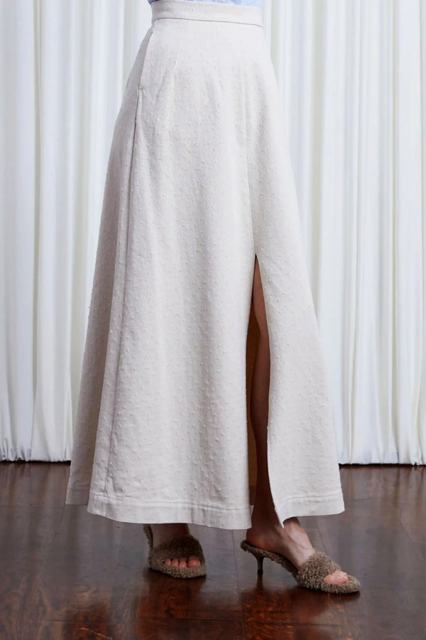 palmer harding Resilient Skirt ecru textured denim split long skirt