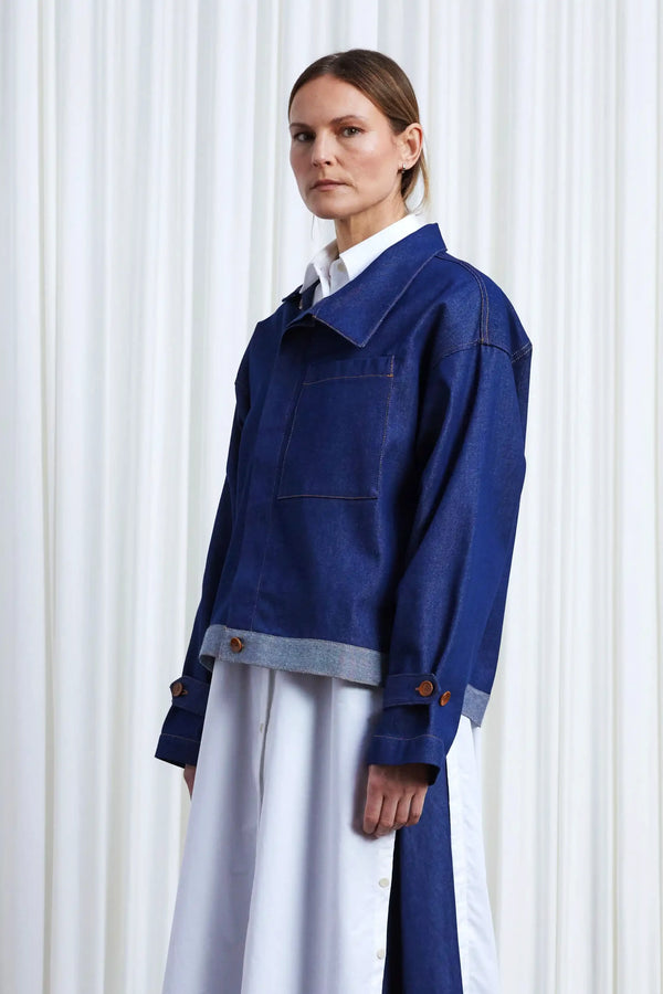 Palmer Harding Sanctuary Jacket Indigo Denim Asymmetric Boxy Jacket