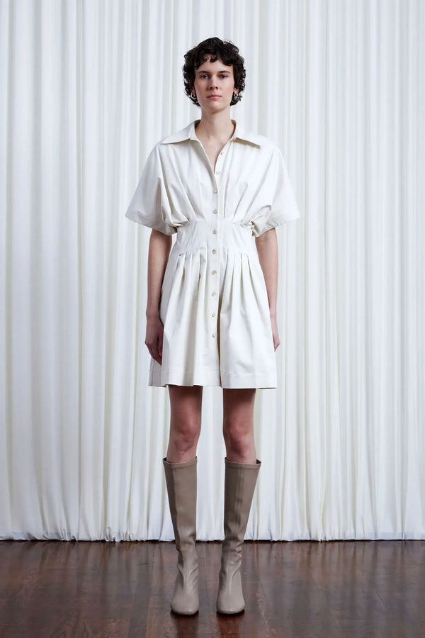 palmer harding Short Courage Dress ivory cotton pleated waist tunic