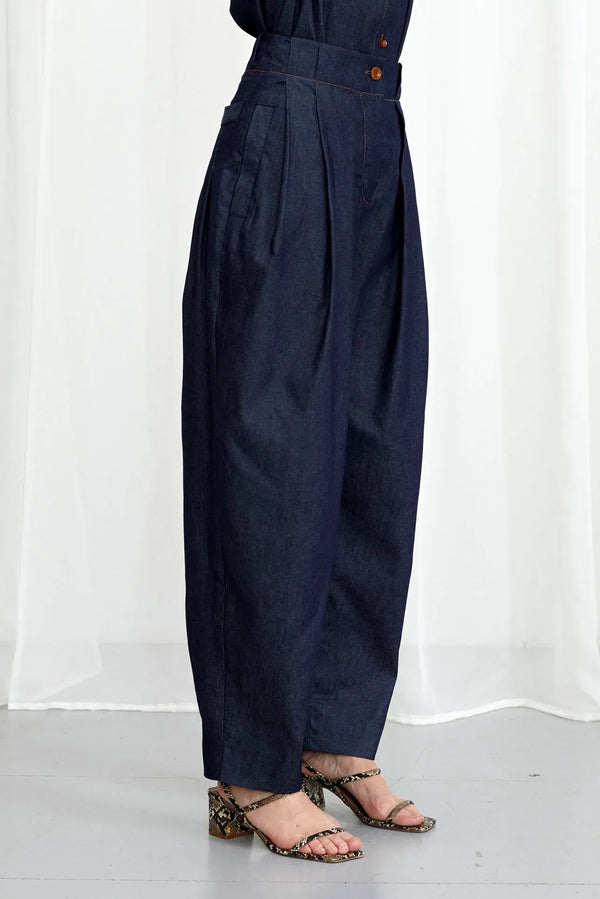 Palmer Harding Solo Trouser Indigo Denim Pleated Trouser