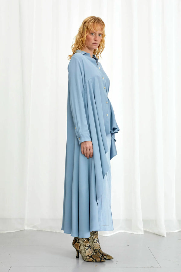 Palmer Harding Super Shirt Dove Blue Crepe Long Back Shirt