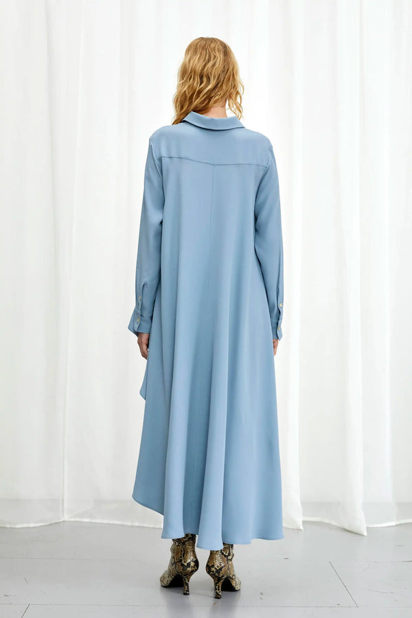 Palmer Harding Super Shirt Dove Blue Crepe Long Back Shirt