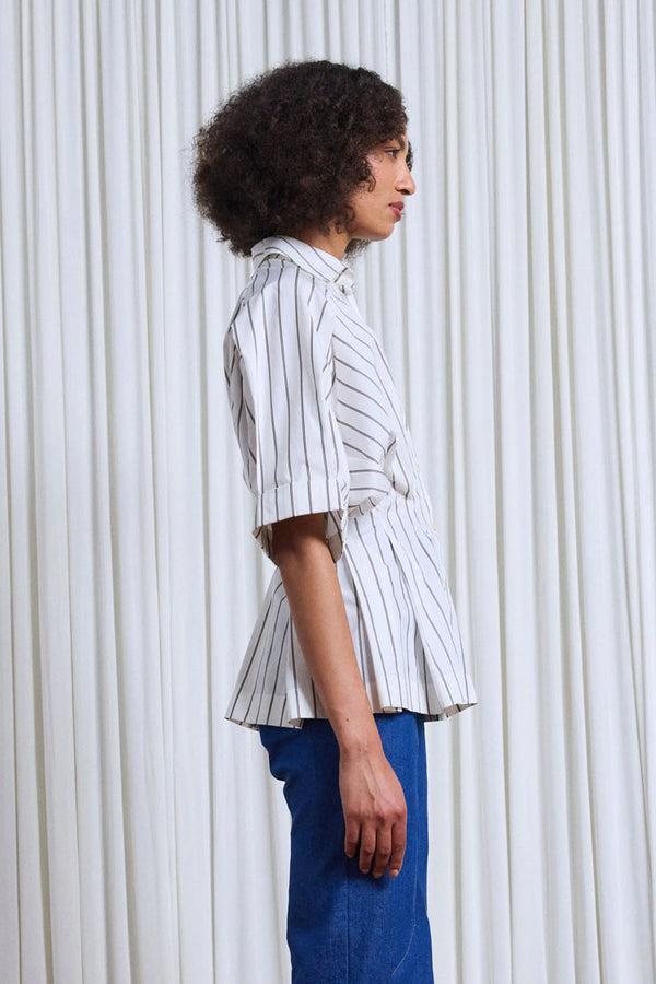 Palmer Harding Vessel Shirt Pleated Striped Cotton Shirt