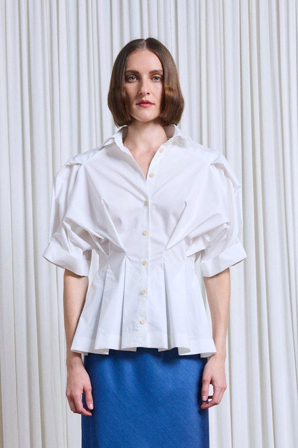 palmer harding Vessel Shirt pleated waist short sleeve shirt