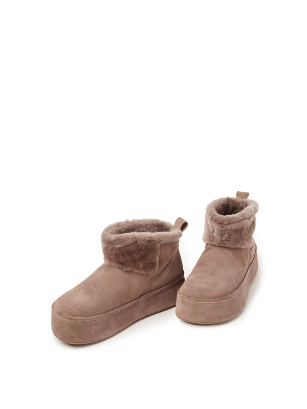 Paloma Barceló Arabela Suede/mouton Taupe/taupe Ankle Boot