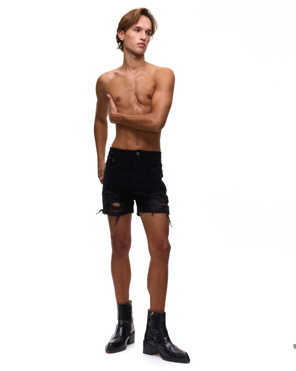 Palomo Spain Ass-Air Black Denim Shorts