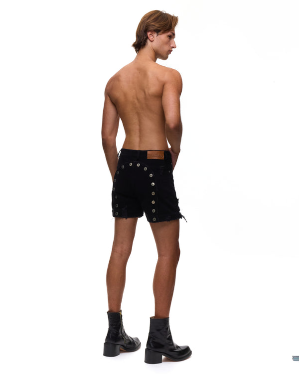 Palomo Spain Ass-Air Black Denim Shorts