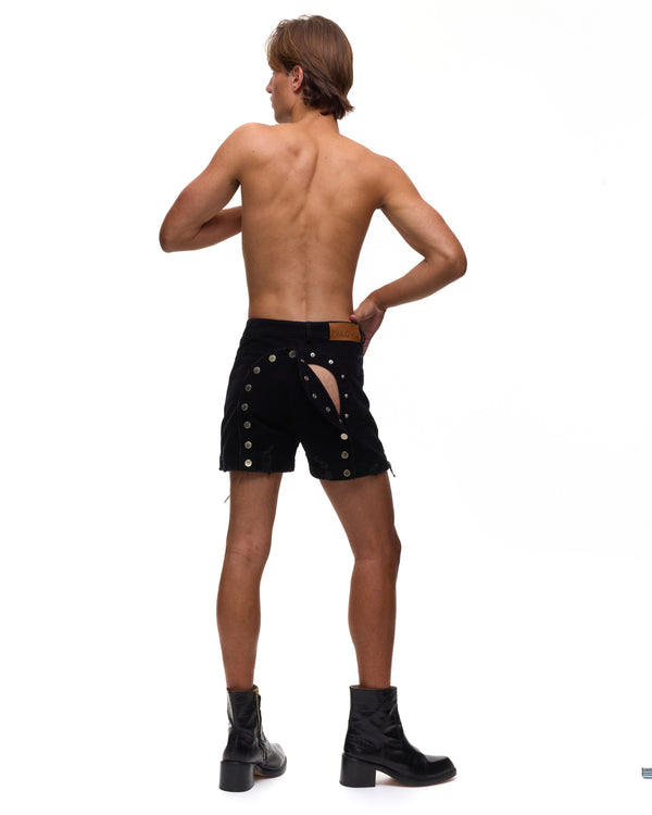 palomo spain Ass-Air Black Denim Shorts