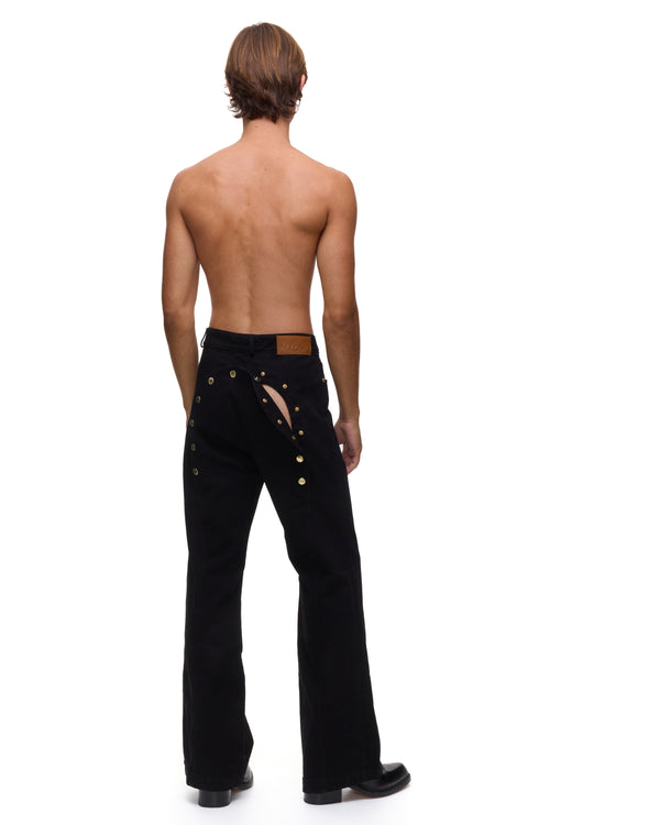 Palomo Spain Ass-Air Flared Black Denim Trousers