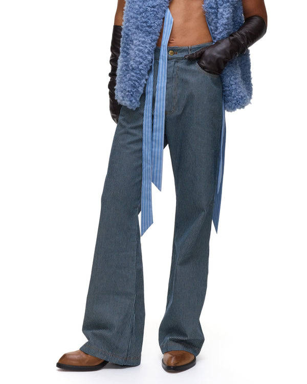 Palomo Spain Ass-Air Flared Denim Stripes Trousers