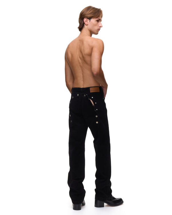 Palomo Spain Ass-Air Straight Black Denim Trousers
