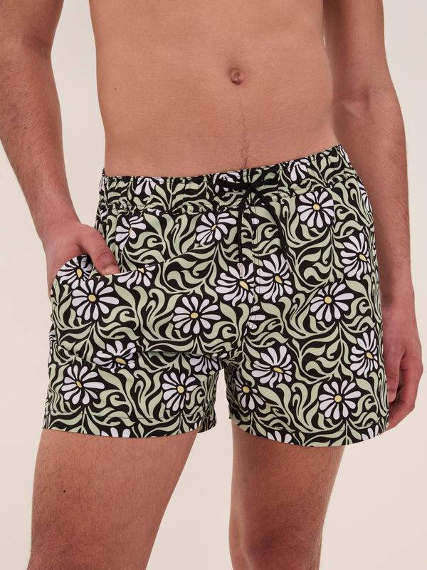 Palomo Spain Black Floral Swim Boxers
