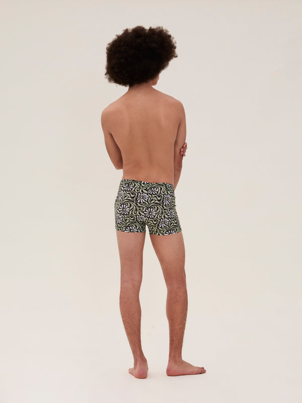 Palomo Spain Black Floral Swim Buckle Trunks