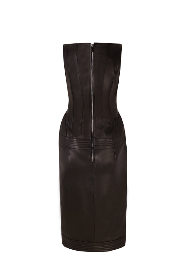 Palomo Spain Black Leather Corset Dress