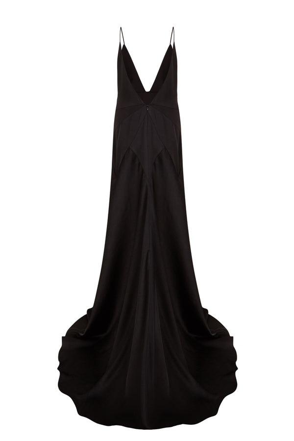 Palomo Spain Black Satin Gown