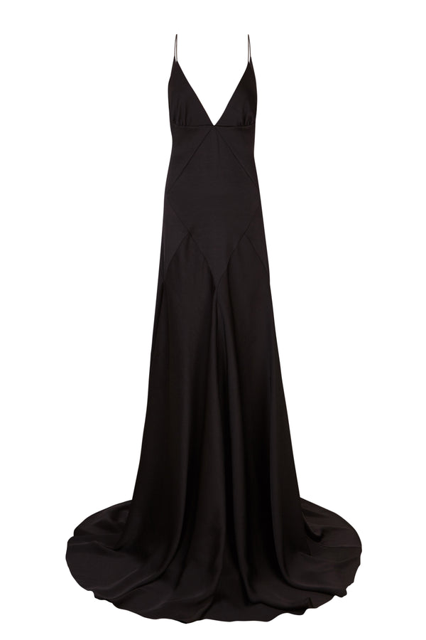 palomo spain Black Satin Gown