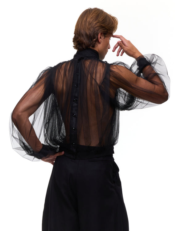 Palomo Spain Black Tulle Blouse