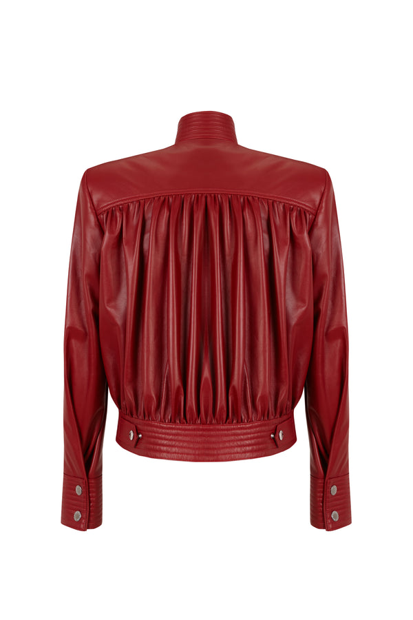 Palomo Spain Draped Cherry Leather Jacket