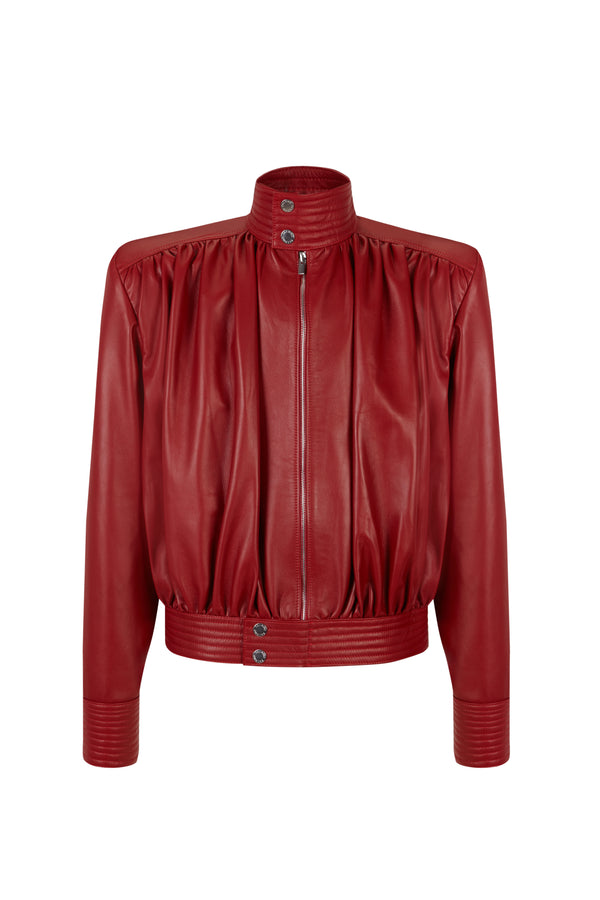 palomo spain Draped Cherry Leather Jacket
