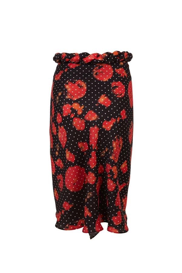 Palomo Spain Draped Red Printed Skirt