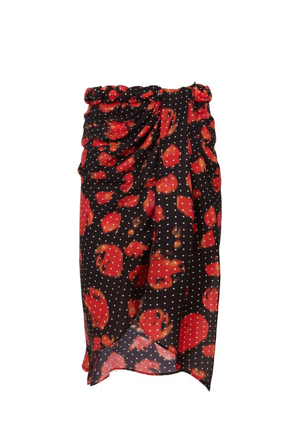 palomo spain Draped Red Printed Skirt