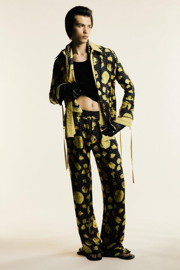 Palomo Spain Fernando Yellow Printed Shirt