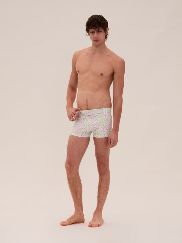 Palomo Spain White Floral Swim Buckle Trunks
