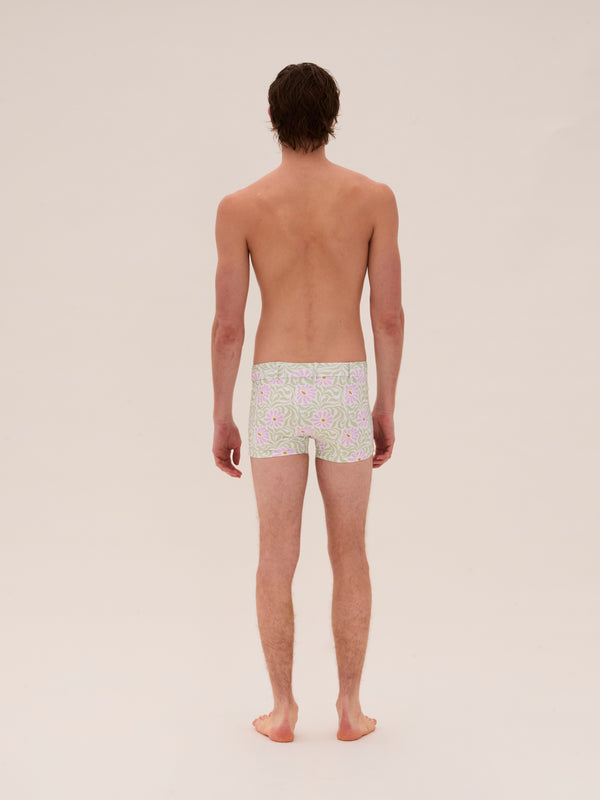 Palomo Spain White Floral Swim Buckle Trunks