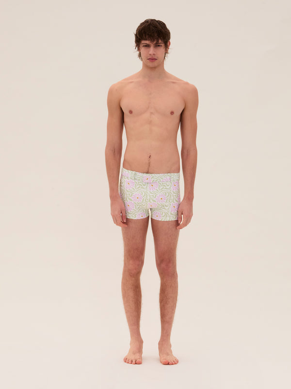 palomo spain White Floral Swim Buckle Trunks
