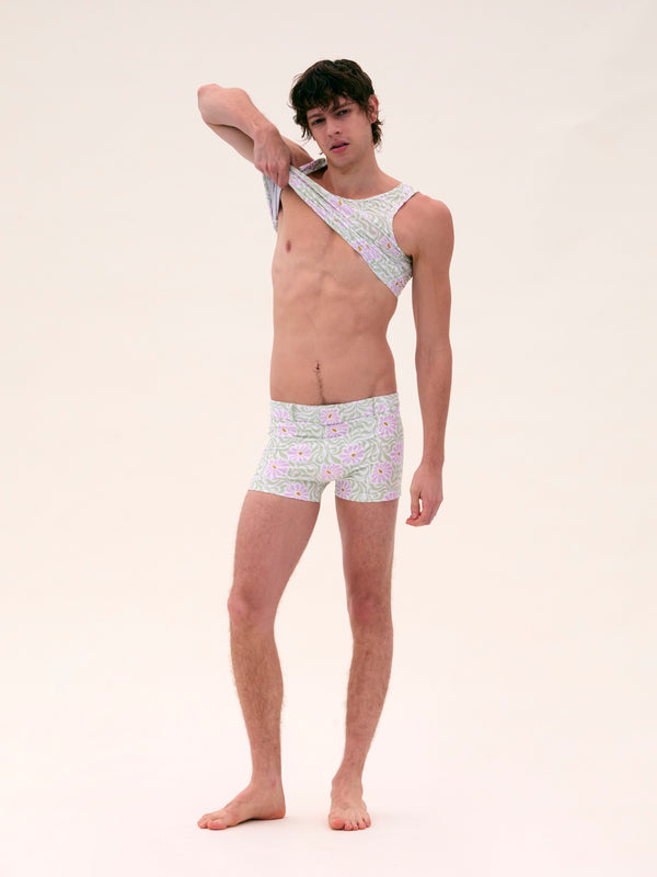 Palomo Spain White Floral Swim Tank Top